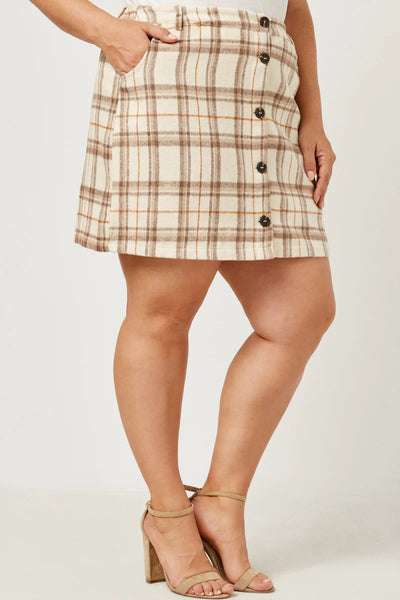 Plaid Flannel Brushed Knit Skirt