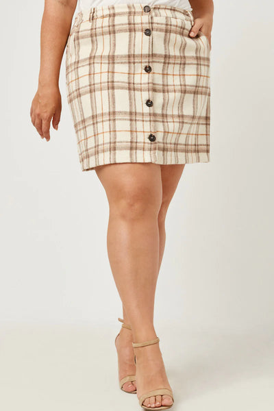 Plaid Flannel Brushed Knit Skirt
