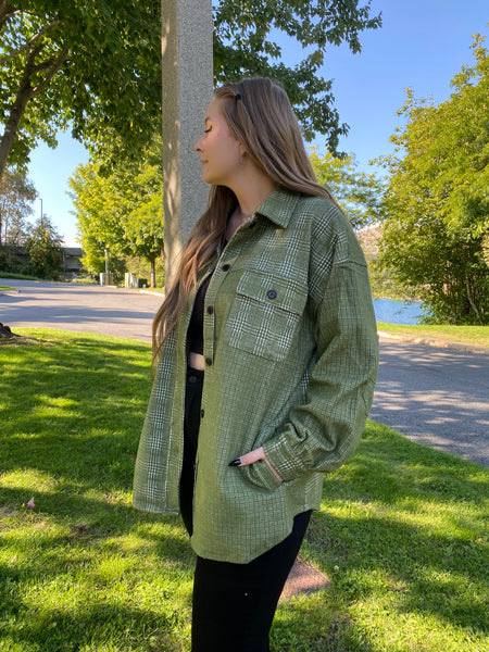 Olive Plaid Shacket
