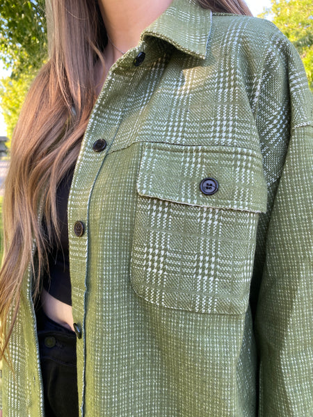 Olive Plaid Shacket