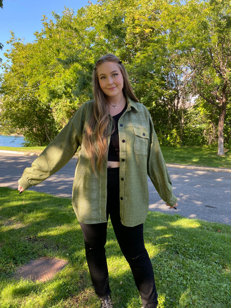 Olive Plaid Shacket