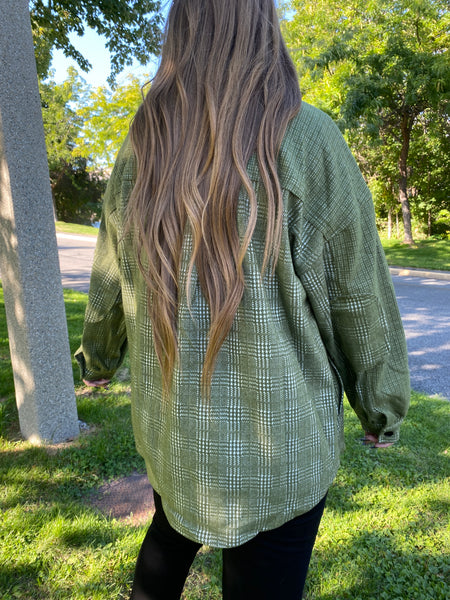 Olive Plaid Shacket