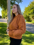 Pull Over Cable Knit Sweater in Burnt Orange