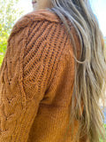 Pull Over Cable Knit Sweater in Burnt Orange