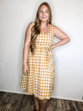 Plaid Midi-Dress with Pockets