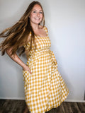 Plaid Midi-Dress with Pockets