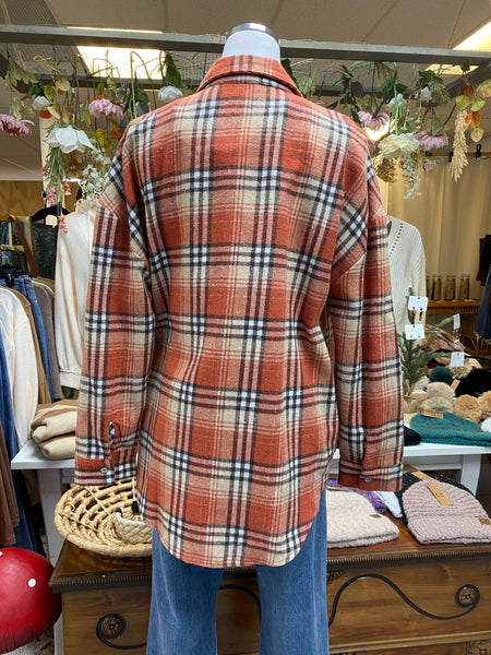 Rust + Neutral Plaid Flannel Shacket