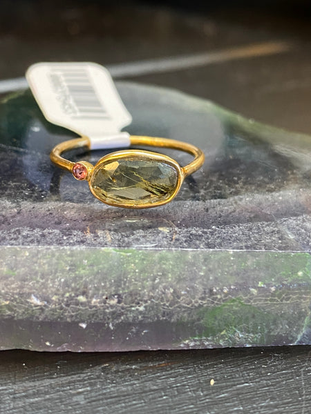Peridot Ring With Ruby
