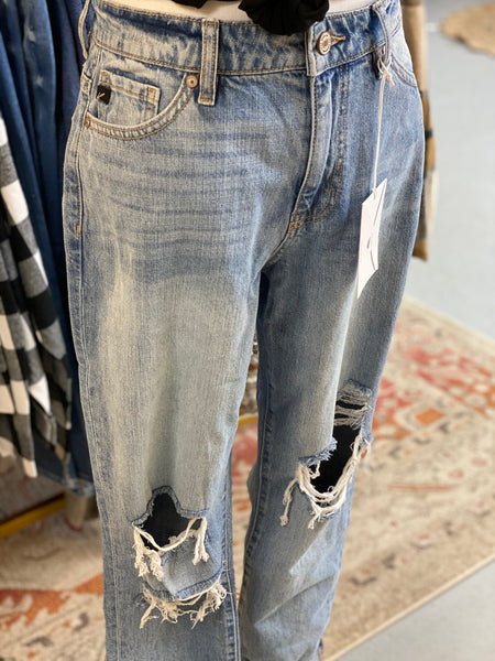 Distressed Knee Mom Jean