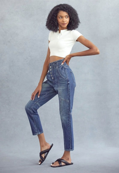 High Rise Paperbag Mom Jean