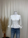 Square Neck Eyelet Peplum Top
