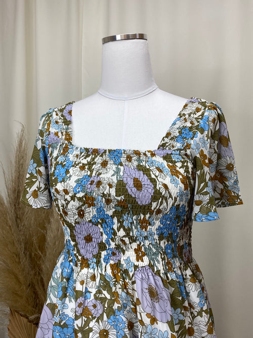Vintage Floral Smock Detail Top