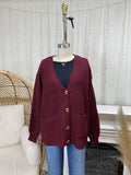 Burgundy Cable Knit Cardigan