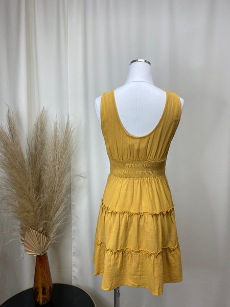 Smocked Waist Dress Mustard