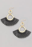 Faux Leather Black Fan Earrings