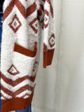 Open Front Chevron Geo Cardi