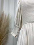 Cream Satin Midi Dress