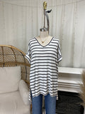 ZN Striped V Neck Tee