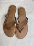 Faux Leather Braided Flip Flops