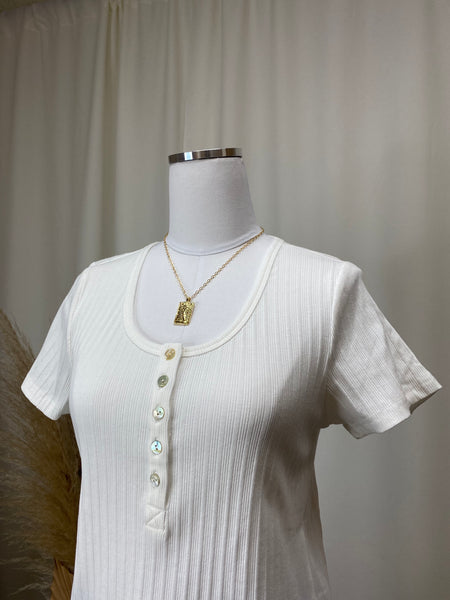 Ribbed Scoop Neck Tee