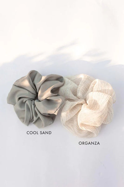Linen Organza Hair Scrunchie - White