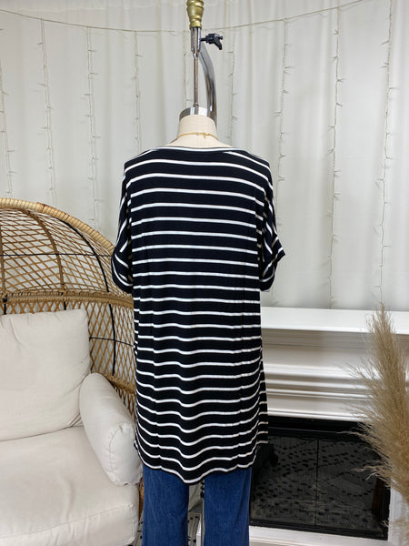 ZN Striped V Neck Tee