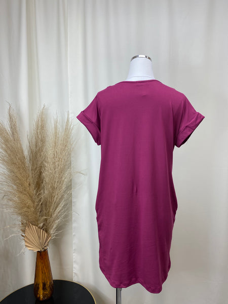 Tee Shirt Dress in Magenta