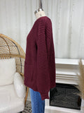 Burgundy Cable Knit Cardigan