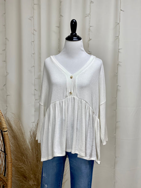 Ivory Knit Babydoll Top