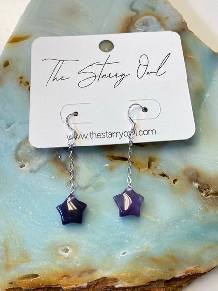 Amethyst Star Earrings