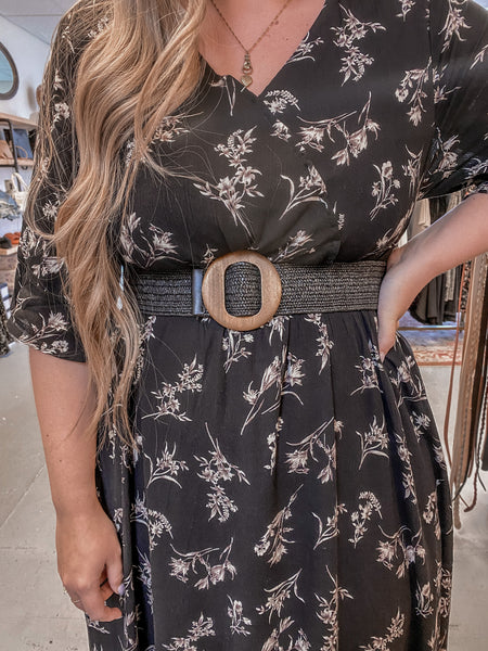 Wood Buckle Stretch Belt