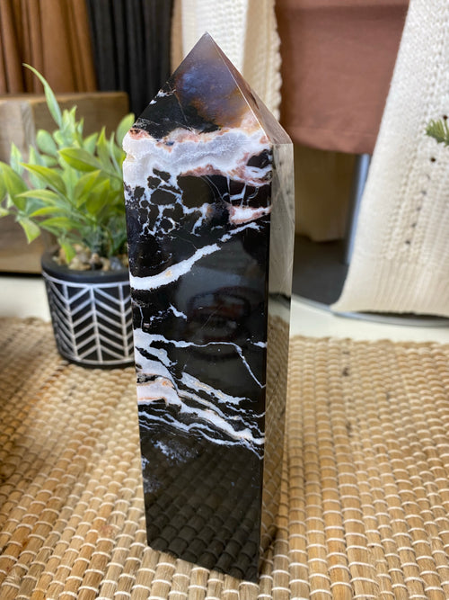 Black Moss Agate Tower 1