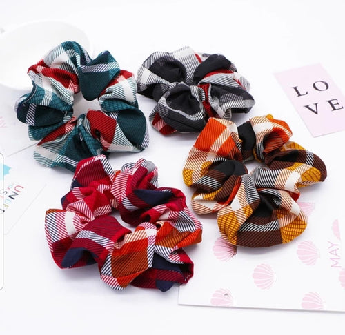 Silky Plaid Scrunchie