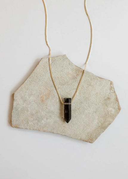 Smoky Quartz Point - 18kt Plated