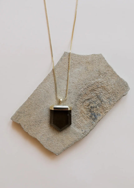 Chunky Smoky Quartz Necklace 18kt Plated