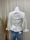 Square Neck Eyelet Peplum Top