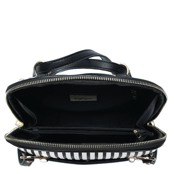 The Beetle Bag - Black & White Stripe Bag
