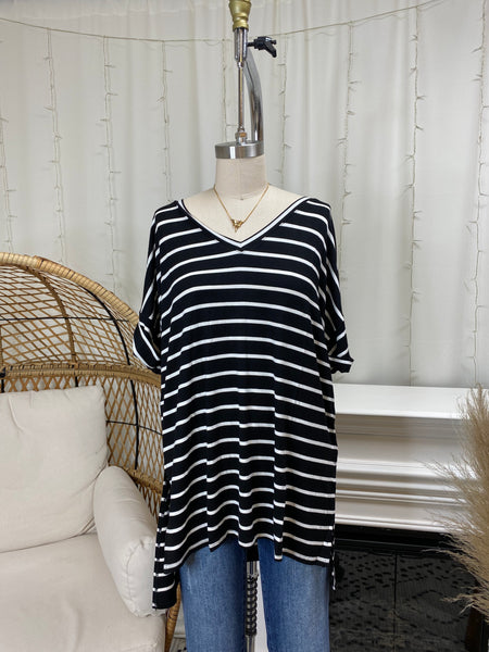 ZN Striped V Neck Tee
